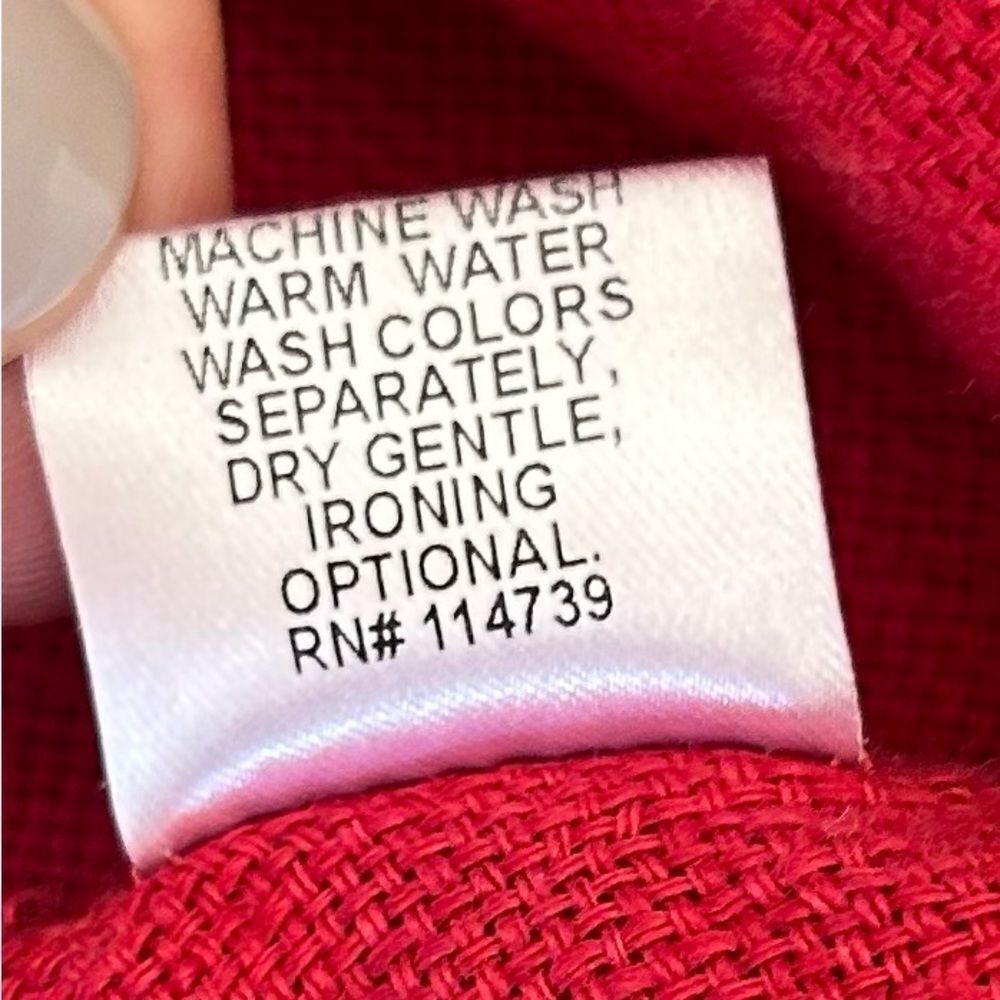 FLAX Red 100% Linen Tunic Top Rear Button Up Size Medium - Picture 6 of 9
